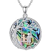 TOUPOP Gifts for Mom Mother and Daughter/Son Necklace 925 Sterling Silver Family Tree of Life Jewelry Valentines Day Birthday for Women Wife Grandma