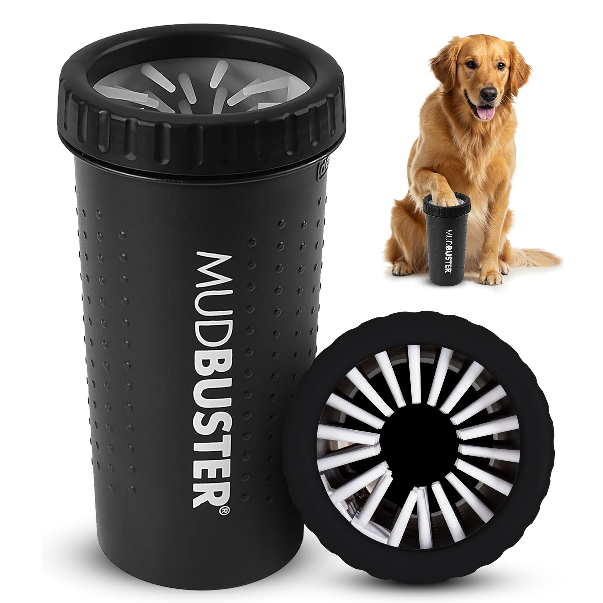 Dexas MudBuster Portable Dog Paw Washer/Paw Cleaner, Large, Matte Black- Special Edition