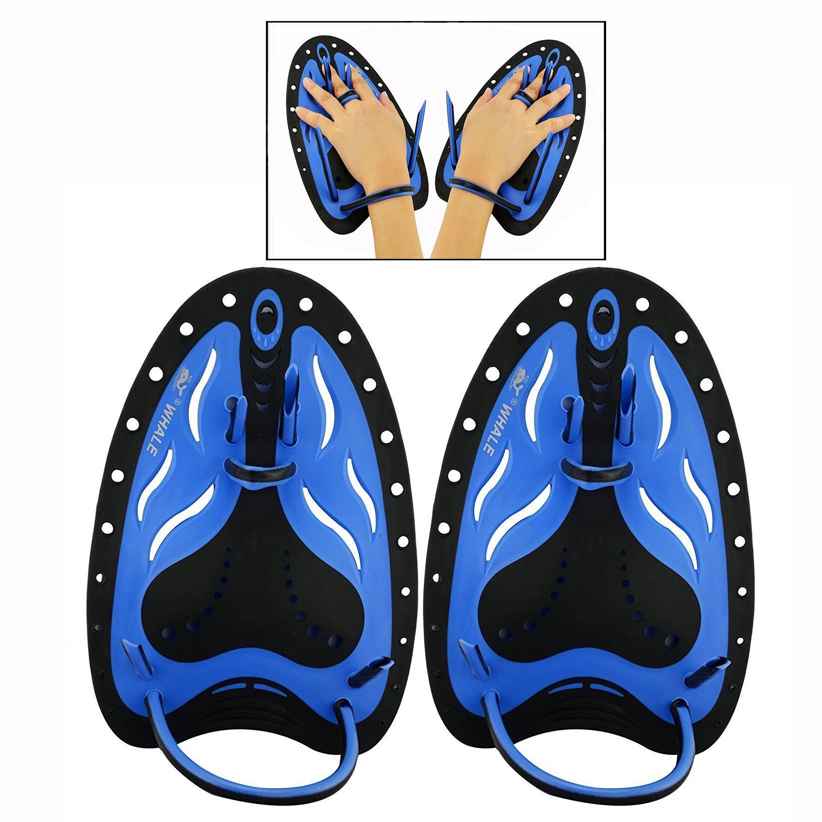 Cisixin Professional Swim Paddles Swimming Paddles Hand Paddles Power Paddles For Swimming Training Aid Large Flat Paddles for Men Women Children(Blue）