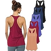 Women's 5 Pack Everyday Flowy Burnout Racer Back Active Workout Tank Tops