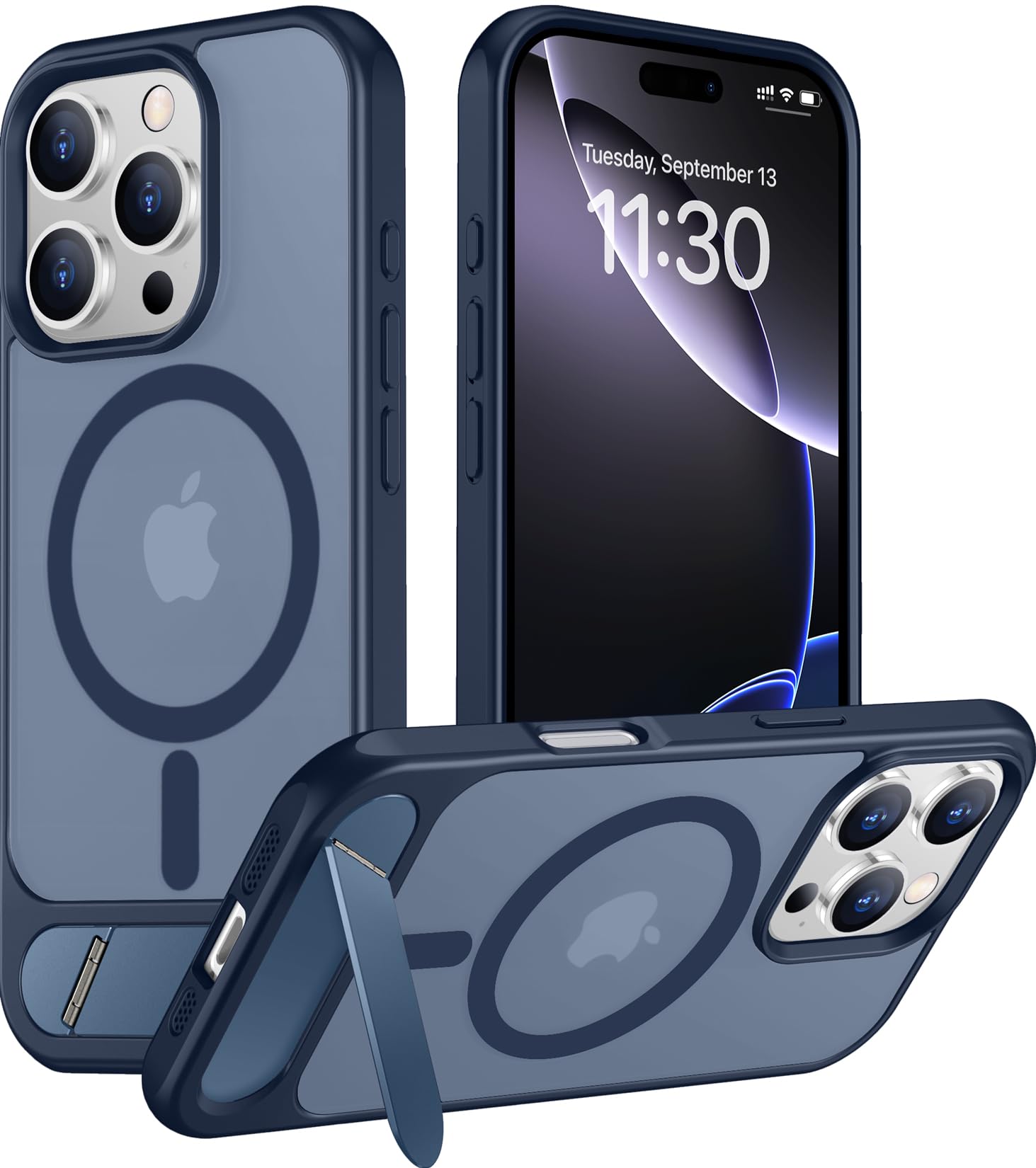 Photo 1 of Temdan Magnetic Compatible with iPhone 16 Pro Max Case, [Built-in Invisible Kickstand][Compatible with MagSafe] [Military Grade Shockproof] Slim Translucent Matte Phone Case for iPhone 16 Pro Max 6.9"