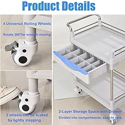 Rolling Utility Cart,Qiwey Medical Utility Cart