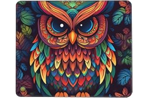 Funny Small Mouse Pad with Non-Slip Rubber Base,Ultra-Smooth Gaming Mousepad Color Owl Pattern Washable Mouse Mat for Desk, L