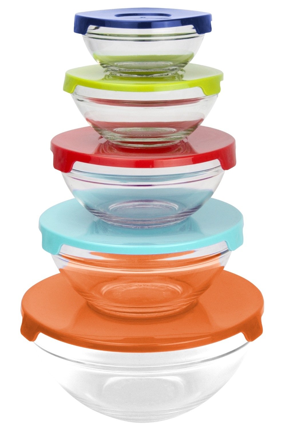 IMUSA Glass Stackable Food Prep & Storage Bowls with Lids