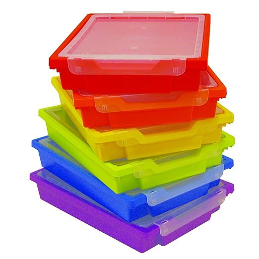 Gratnells Shallow trays Set of six plastic storage boxes with lids
