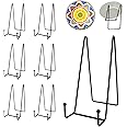Goalfly 7 Pack 8 Inch Large Plate Stands for Display, Metal Black Plate Holder Display Stand, Picture Frame Stands for Book, Photo Easel, Decorative Plates