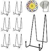 Goalfly 7 Pack 8 Inch Large Plate Stands for Display, Metal Black Plate Holder Display Stand, Picture Frame Stands for Book, Photo Easel, Decorative Plates