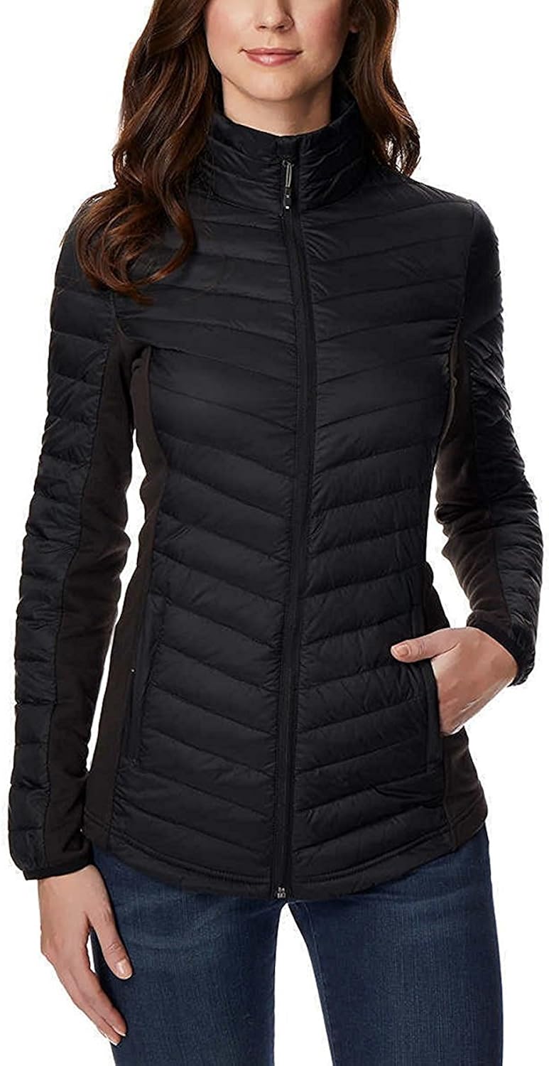 32 DEGREES Ladies' Mixed Media Down Jacket (Black, XSmall) at Amazon