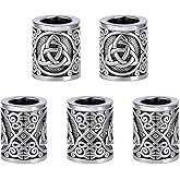Yahpetes Hair Beard Bead 5 Pcs Celtics Knots Triquetra Viking Beads 0.59"X0.47" Viking Rune Beards Silver Norse Rings Large Viking Metal Beads (5)