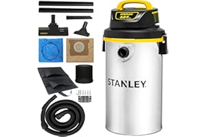 STANLEY Wet Dry Vacuum,4.5 Gallon 4HP Wall Mounted Shop Vac,26 Cleaning Ranging Stainless Steel Tank,Garage/ Home/Upholster/L