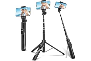 ALPTOY 62-inch Selfie Stick and Tripod Legs for Cell Phone and Camera, Portable Travel Tripod Stand, Remote Control, Compatible with iPhone & Android and Camera (Gray)