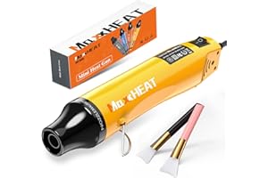 Mini Heat Gun, 662℉ MAXXHEAT Hot Air Gun Kit with 6.56FT Cable, Handheld Heat Gun for Crafts, Embossing, Drying Acrylic Paint, Shrink Wrapping/Tubing, Epoxy Resin, MF300L