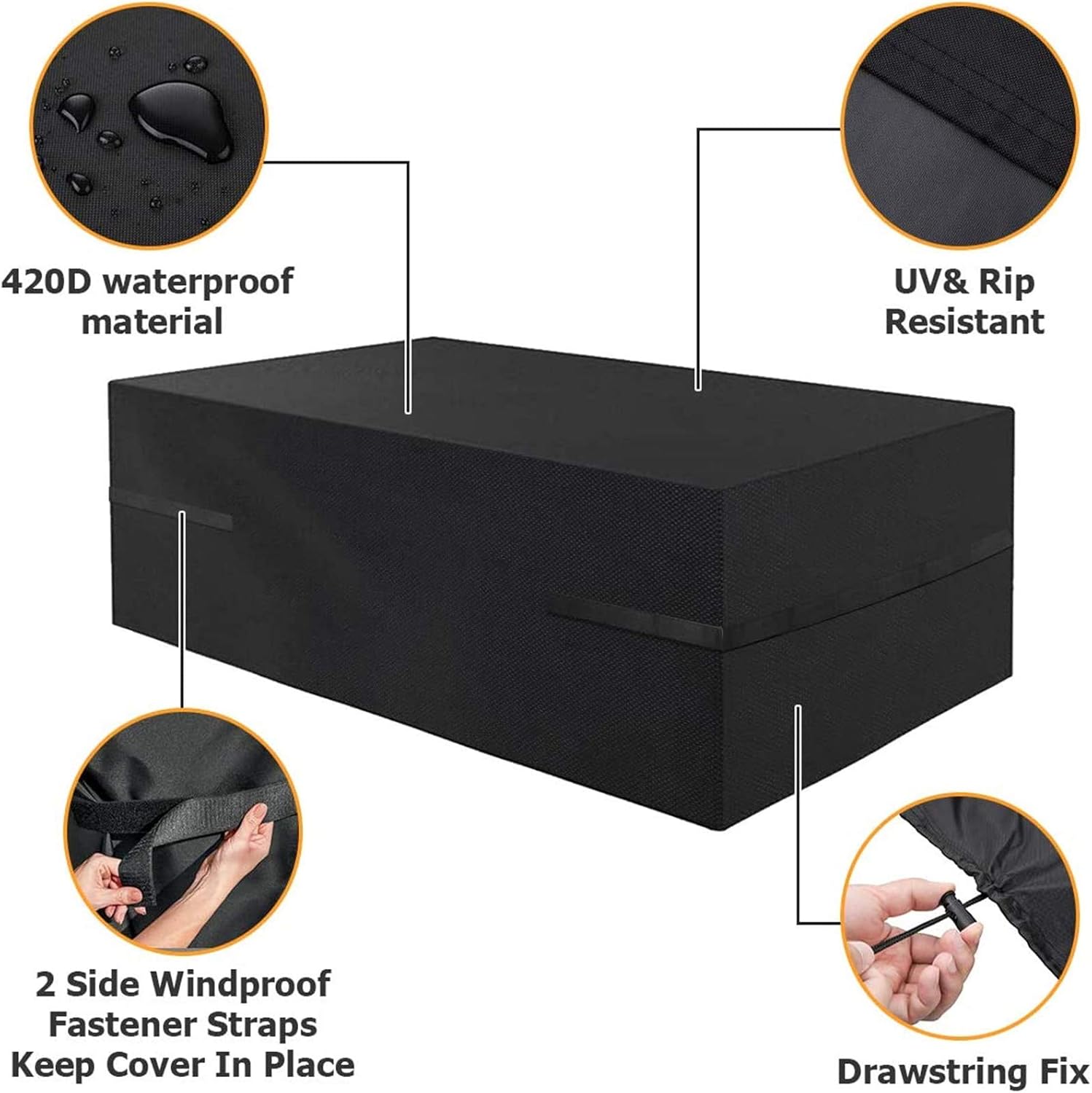 Tvird Patio Furniture Covers, 96” x 64”x 40” Outdoor Furniture Covers Made of 600D Heavy Duty Oxford Fabric, Windproof Waterproof, Rain Snow Dust Wind-Proof, Anti-UV, Fits for 8 to 10 Seats (Black) : Garden & Outdoor