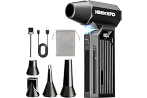 HBHKHPD Compressed Air Duster, 150000RPM Super Power Electric Air Duster with Brushless Motor and LED Light, 4-Gear Rechargea