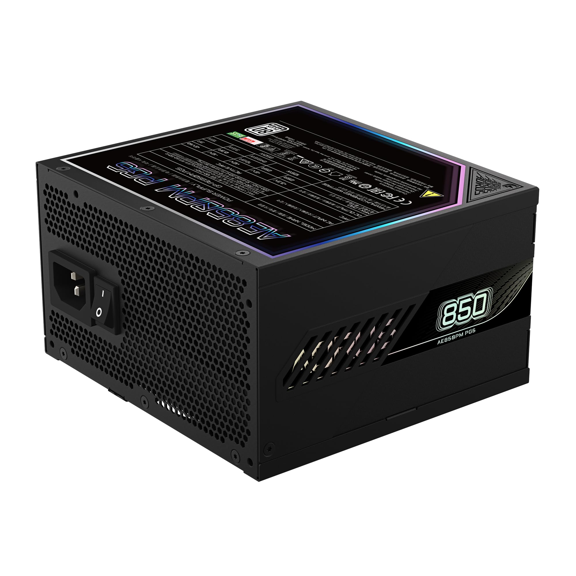 Gigabyte Aorus Elite P850W 80 Plus Platinum Fully Modular Pcie 5.0 Power Supply Unit, Atx 3.0, 12Vhpwr Gpu Connector, Flat Cables, 10 Year Warranty - View 6