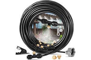 BYDREM Misting Cooling System, Misters for Outside Patio, 33FT (10M) Misting Line+8 Brass Misters+Metal Adapter(3/4"), Water Misters for Cooling Backyard, Garden, Greenhouse, Gazebo, Trampoline