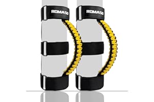 ROMASO Roll Bar Grab Handle for Jeep Wrangler,Grab Handle for Jeep Wrangler YJ TJ JK JL&Gladiator JT 1986-2025,Paracord Handles Grip,Black/Yellow,Pack of 2