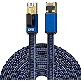 LEKVKM Cat 8 Ethernet Cable 100 FT High Speed Long Internet Cable Nylon Braided Network Cable RJ45 Connectors SSTP Shielded Flat LAN Cable Cat8 ethernet Cables 100feet for PC