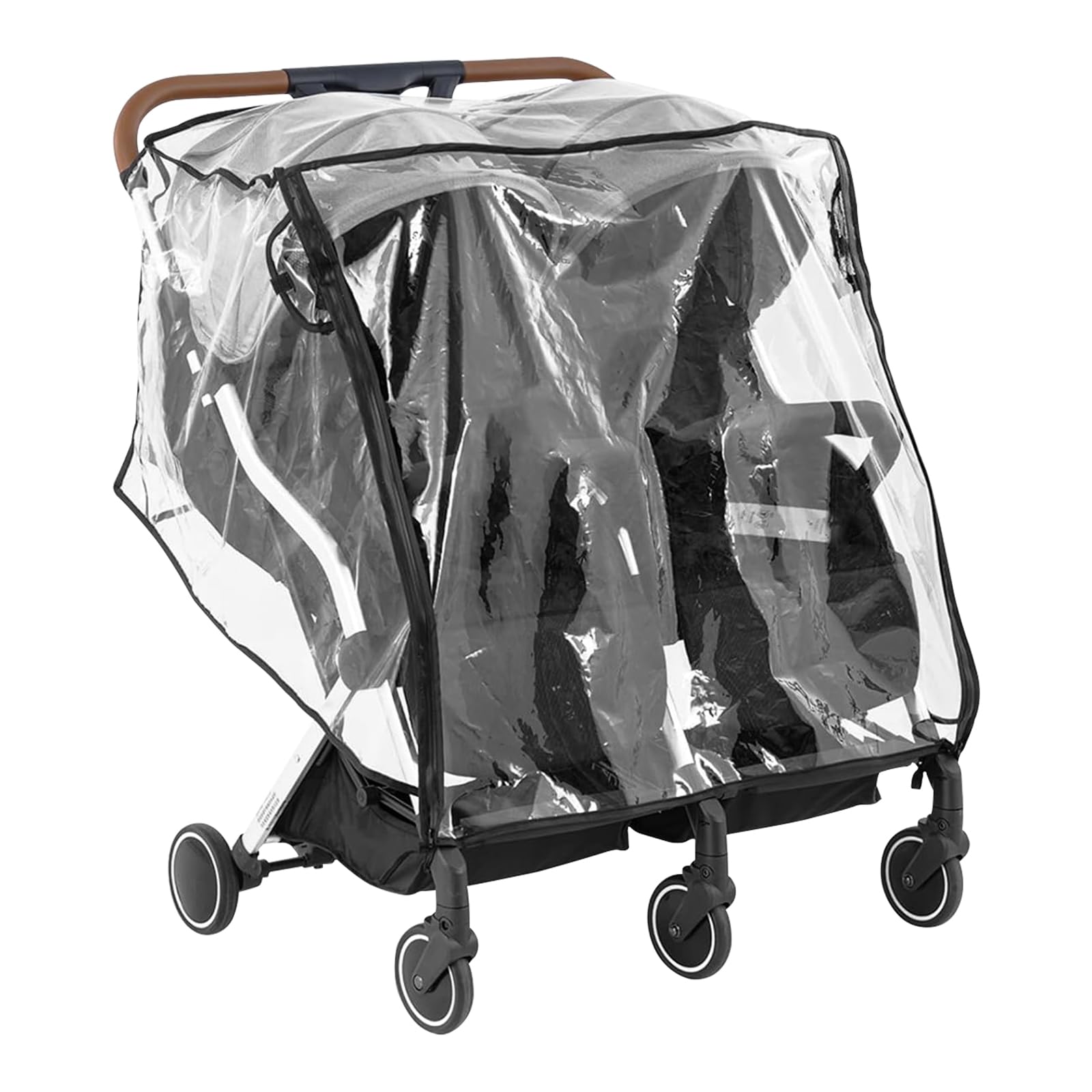 Universal Twins Stroller Rain Cover Clear PVC Double Buggy Rain Cover Double Side by Side Baby Stroller Raincover Transparent for Pushchair Baby Outdoor Accessories