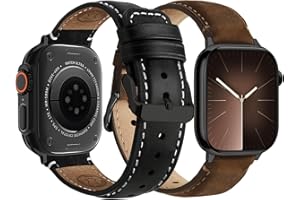 Fullmosa Leather Bands Compatible with Apple Watch Straps 49mm 46mm 45mm 44mm 42mm,Top Grain Leather iWatch Band for Apple Wa