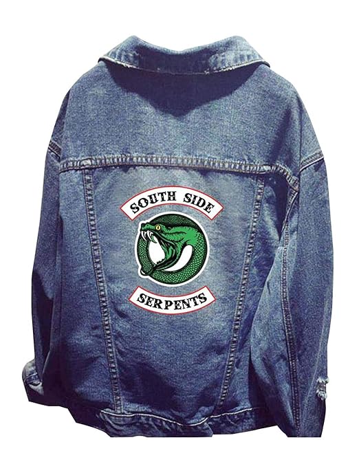Riverdale Southside Serpents Jacke Damen, Teenager Mädchen Mode Denim Jacket Coole Jeansjacke Pullover Frauen Denim Winterjac