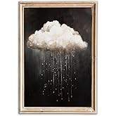 Modern Abstract Canvas Prints Wall Art Vintage Rain Cloud Oil Painting Wall Art White Clouds in The Sky Nature Abstract Minimalist Home Artwork Decoration for Bedroom, Bathroom, Farmhous, Unframed
