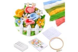 Kollase Needle Felting Kit, Wool Felting Starter Kit, Needle Felting Supplies, Needle Felting Canvas Picture, with Wool Roving, Felting Pad, Needle Felting Needles, Felt Fabric for DIY and Decoration