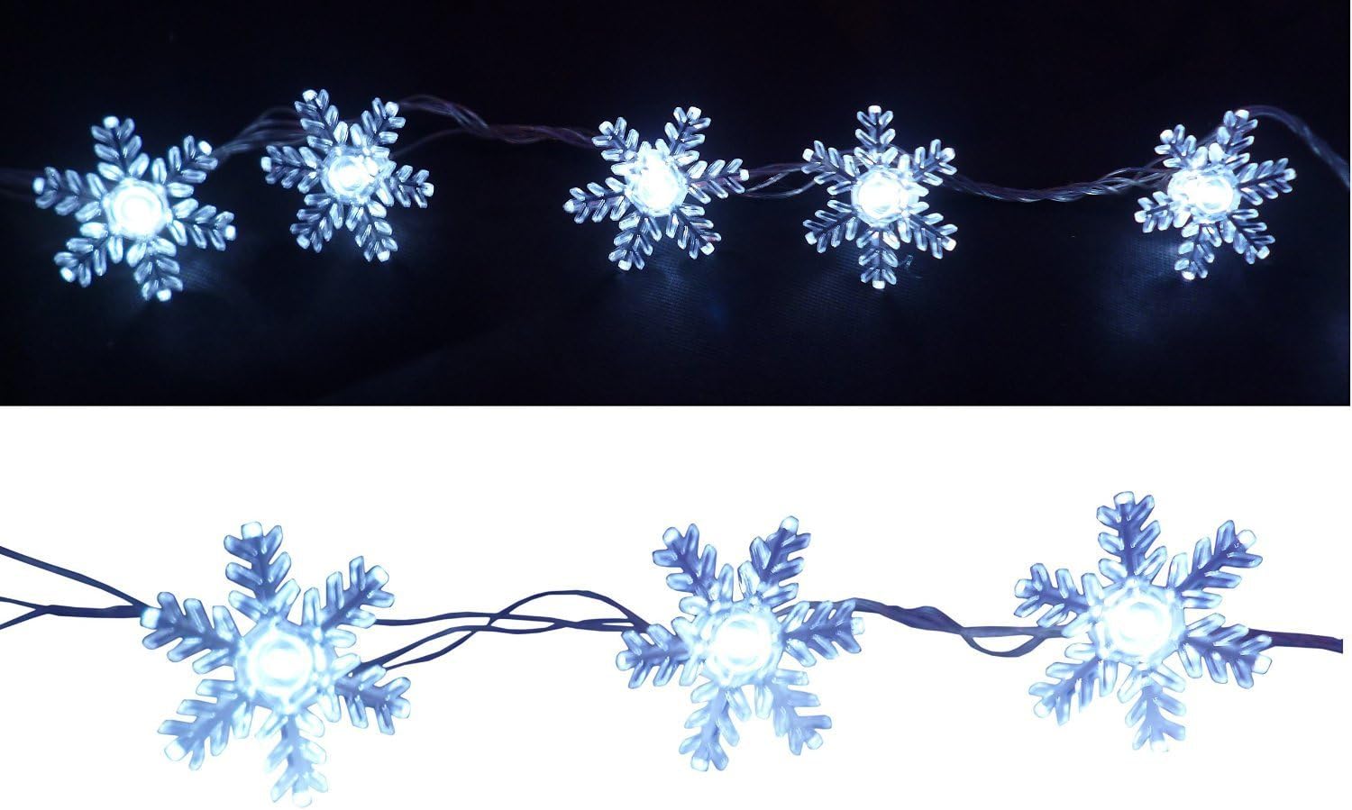Christmas Concepts® 7.9m (26ft) White Snowflake Lights with 80 LED Lights - Multi Function - Indoor/Outdoor Use - Christmas Lights - Image 5