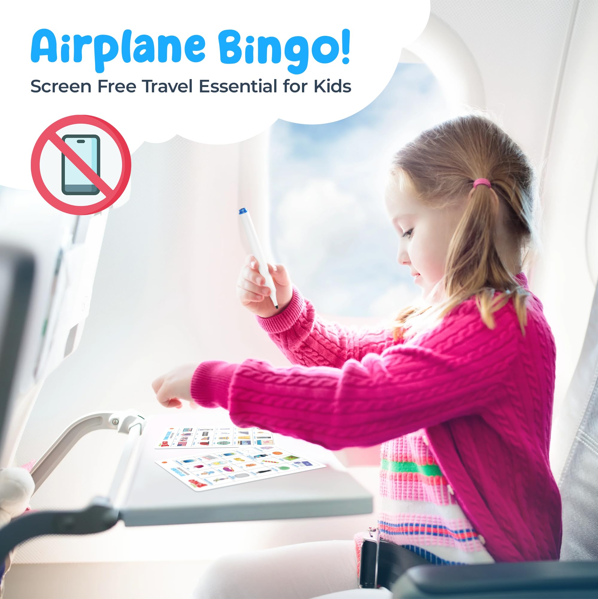 WELL BALANCED Airplane Games - Airplane Bingo Travel Essentials Kids Activities 3-8 Year Old, Must Haves