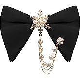 Gsyziux Oversized Bow Ties for Men, Pre-tied Bowtie with Pearl Adjustable Mens Bow Tie for Wedding Party Banquet Prom