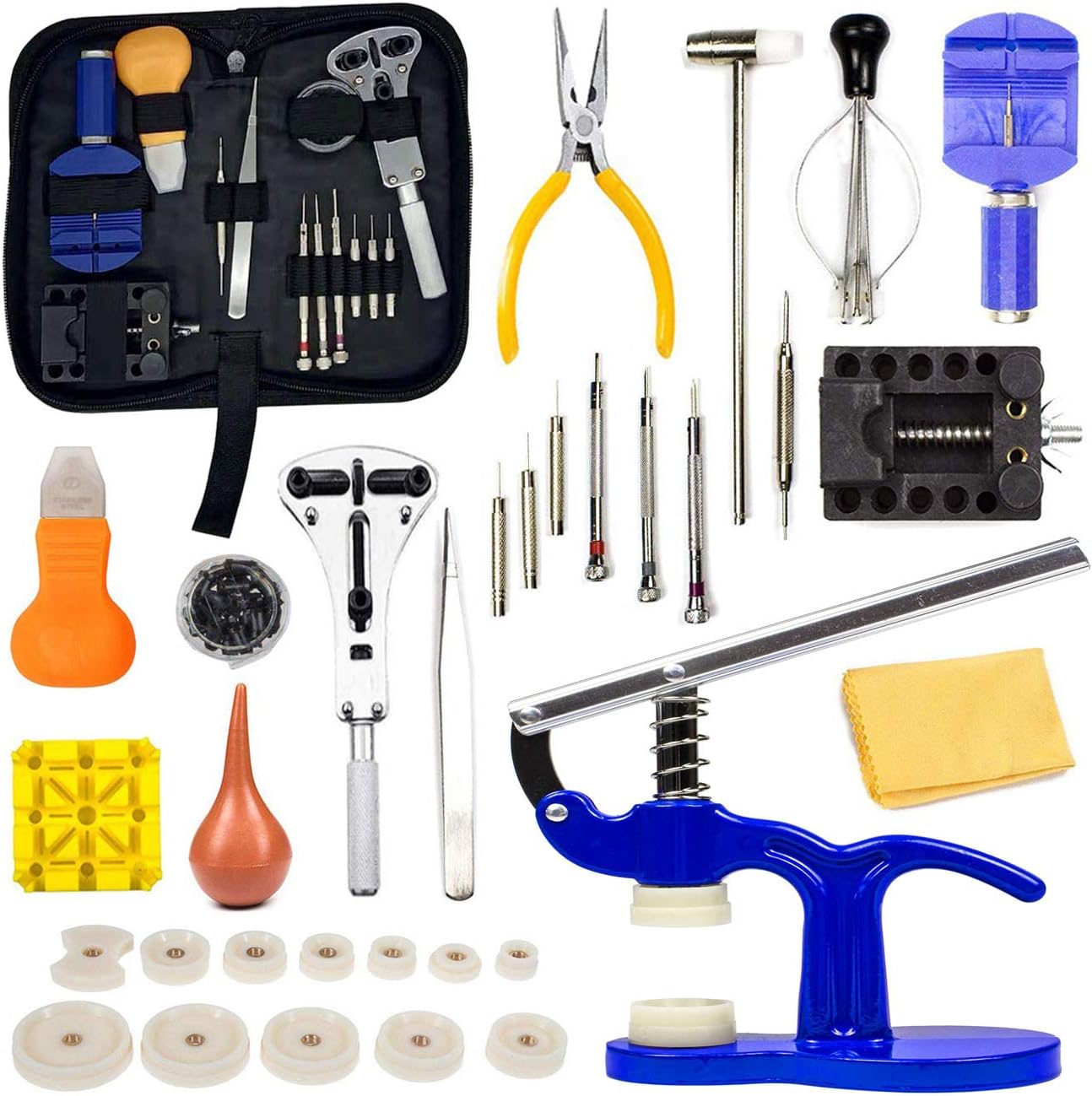 Junp Watch Repair Kit, Watch Band Strap Link Pins Remover Repair Tool Set，Watch Battery Replacement Tool Kit with Carrying Case: Home Improvement