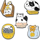 Cute Cat Enamel Brooch Pins Set Cartoon Animal Pins for Backpacks Badges Lapel Pins Accessory for Womens Girls Cat Lovers