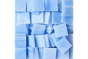 OAKBUD Mosaic Tiles for Crafts Assorted Color Glass Glitter Mosaic Supplies Pieces Bulk Square Square 1.5x1.5 cm, 130pcs/200g (Sky Blue)
