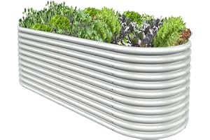 BTDVR 8FT(L)×3FT(W)×2.7FT(H) Raised Garden Bed Outdoor for Vegetable, Adjustable Clearance Raised Garden Beds for Flower, Garden Planter Box for Herb, Fruit-White