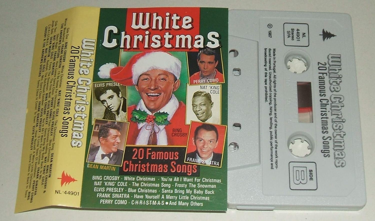 WHITE CHRISTMAS. 20 FAMOUS CHRISTMAS SONGS. 1987 AUDIO CASSETTE TAPE