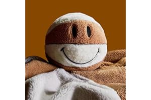 bLwhzfi 11.8 inch Simple Like-Smile Face Basketball Like-Smile Face Pillow Plush Throw Pillow Gift Home Funny Expression Children's Room Decoration (Cashmere - White Coffee)……