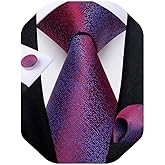 DiBanGu Mens Solid Color Tie and Pocket Square Set Woven Silk Plain Necktie & Handkerchief for Men Wedding Party Formal