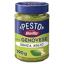 Barilla Pesto alla Genovese senza Aglio con Basilico Fresco Italiano e Parmigiano Reggiano DOP, Senza Glutine, Sugo Pronto Per Pasta, 190 g
