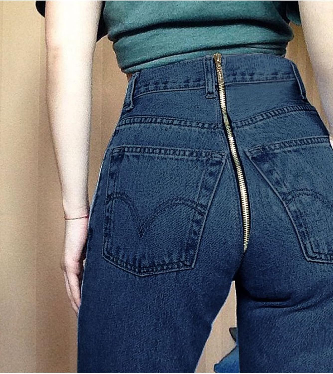 reverse zipper jeans