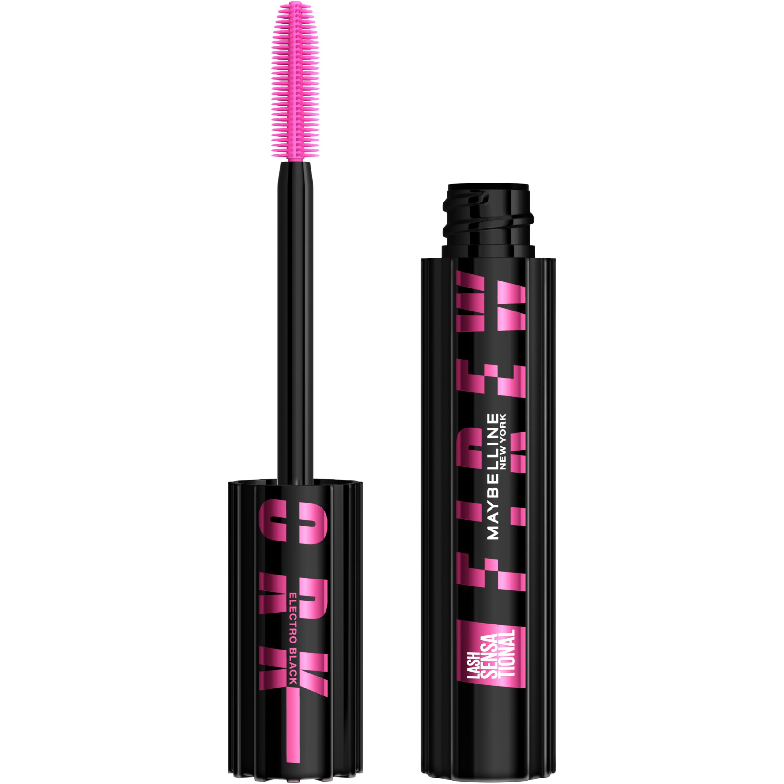 Maybelline New York Mascara, Lash Sensational Firework Volumising Mascara, 360° Lash by Lash Impact, Full Flare, 24H Wear, Clump-Resistant & Buildable Volume, Colour: Electro Black