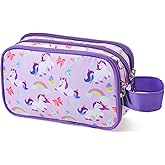 Vipdeal Kids Toiletry Bag for Girls, Travel Toiletry Bag for Little Young Girls Cosmetic Bag Makeup Bag Waterproof Hanging Wash Bag Toddler Toiletries, Unicorn Purple