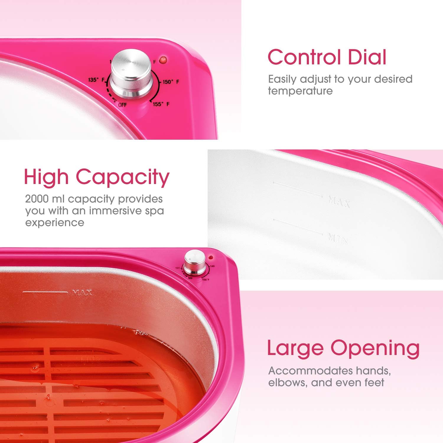 Paraffin Wax Machine for Hand and Feet, 0.5 Hour Fast Wax Meltdown Paraffin Bath Paraffin Wax Warmer Quick-Heating Paraffin Bath Spa for Smooth and Soft Skin (Red): Home & Kitchen