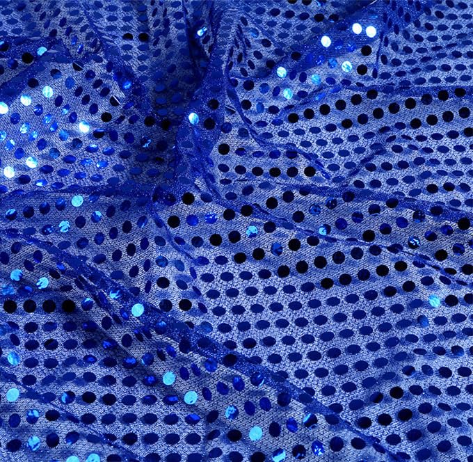 YYCRAFR Faux Sequin (3mm) Knit Fabric Shiny Dot Confetti for Sewing Costumes Apparel Crafts by The Yard (5 Yards, Royal) at Amazon
