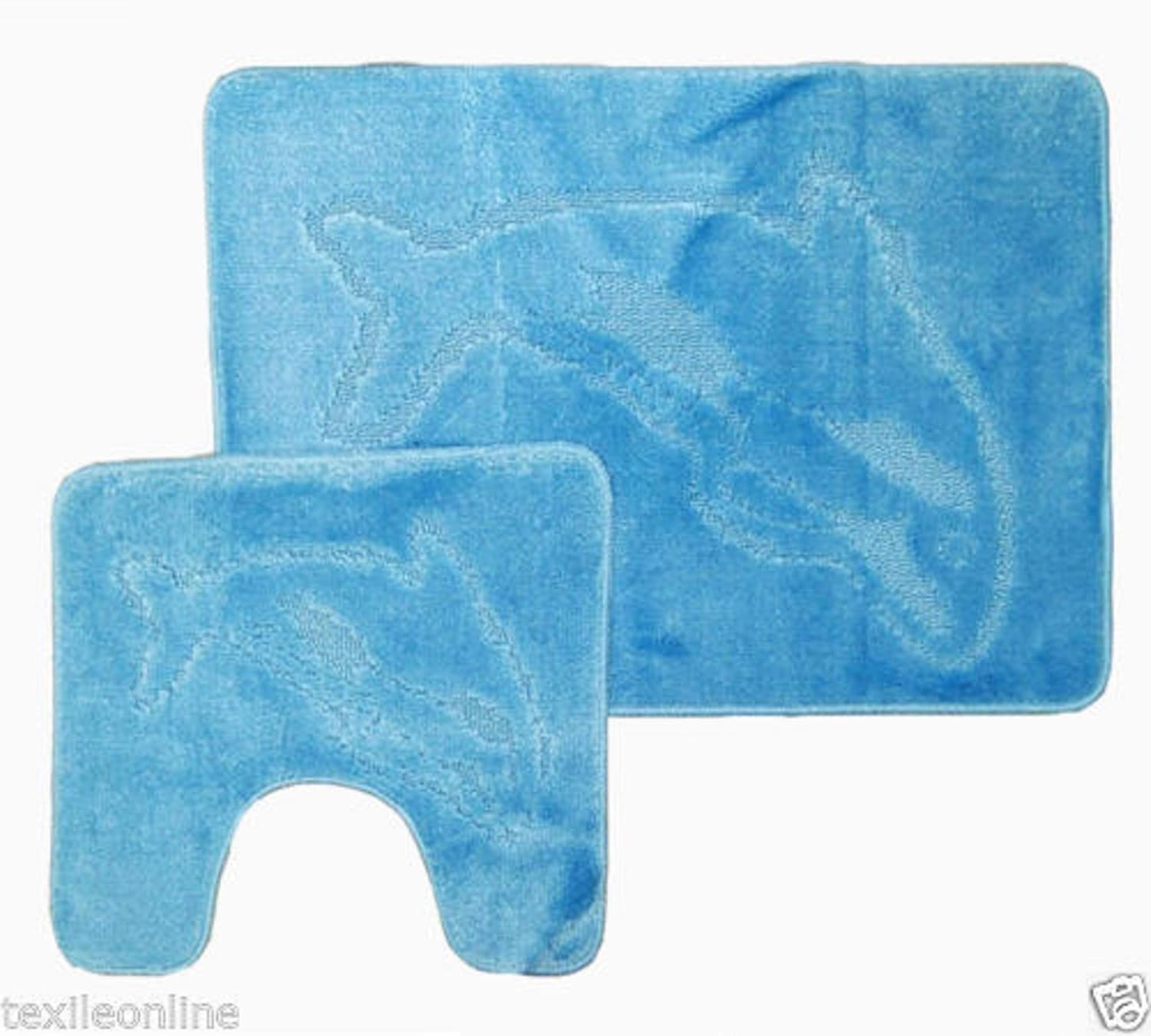 Dolphin Bath Mat Set 2 Piece Non Slip Pedestal and Bath Mat Set Toilet