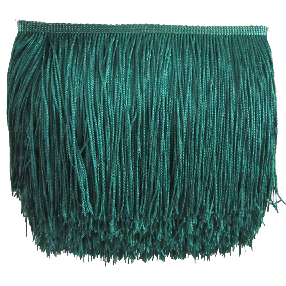 KOLIGHT 10m Width 30cm Polyester Lace Tassel Fringe Trim Decoration for Latin Dress Stage Clothes Lamp Shade (teal)