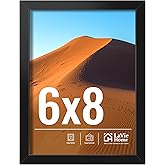 LaVie Home 6x8 Picture Frame for Wall Display, 6x8 Black Picture Frame with HD Plexiglas, 6 x 8 Frame 1 Pack, Display Frame for Vertical or Horizontal, Classic Collection
