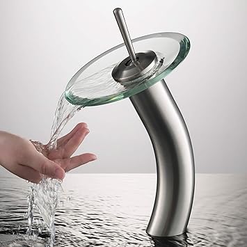 Kraus Kgw 1700 Pu 10sn Cl Single Lever Vessel Glass Waterfall