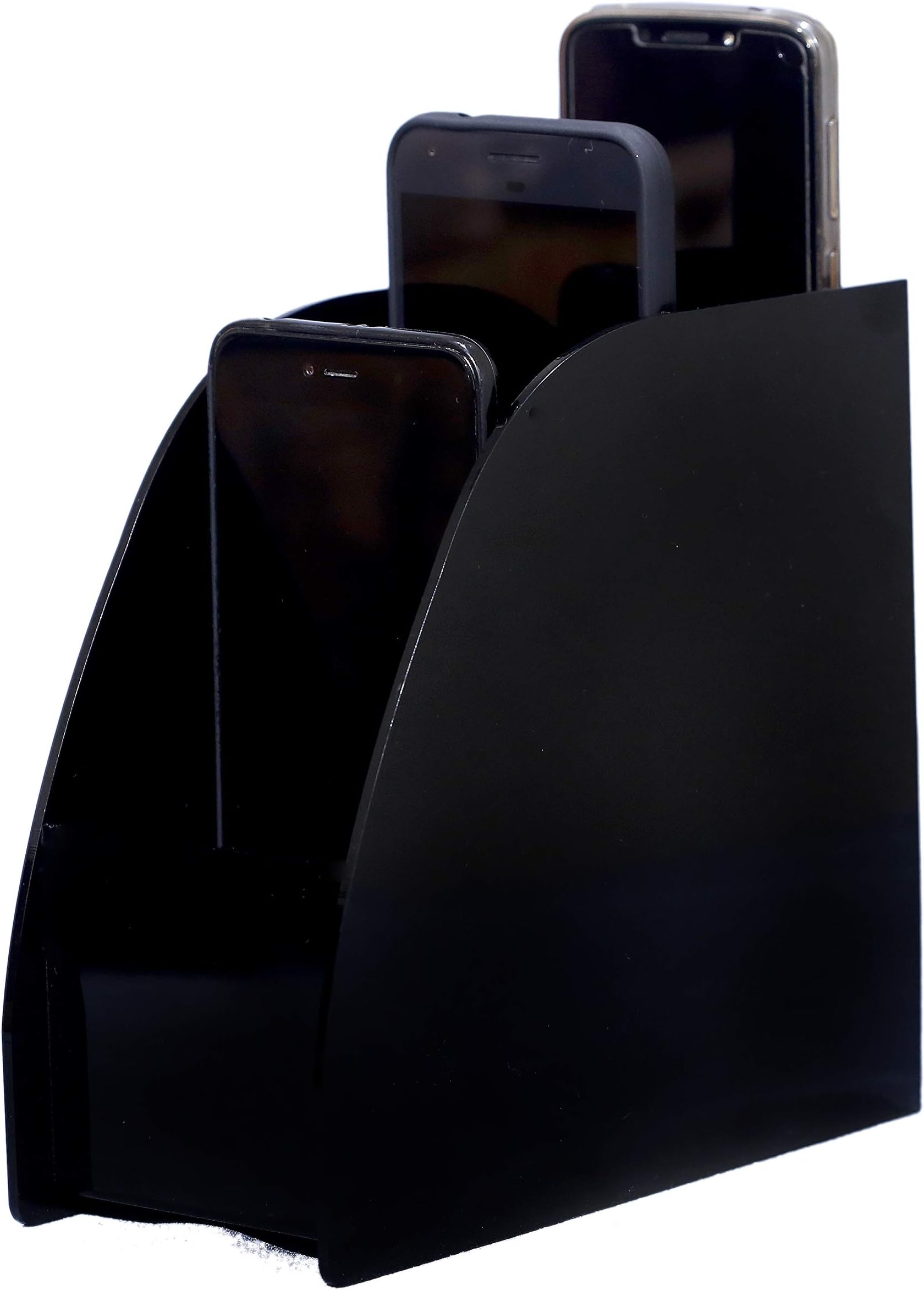 RADICALn Phone Holder Black Acrylic 3 Compartments Tabletop TV Remote Controller Holder, Organizers - Best Desk Pen Pencil Wall Mount Holder, Key Organizer Home Office Desk Accessories - Non Leather