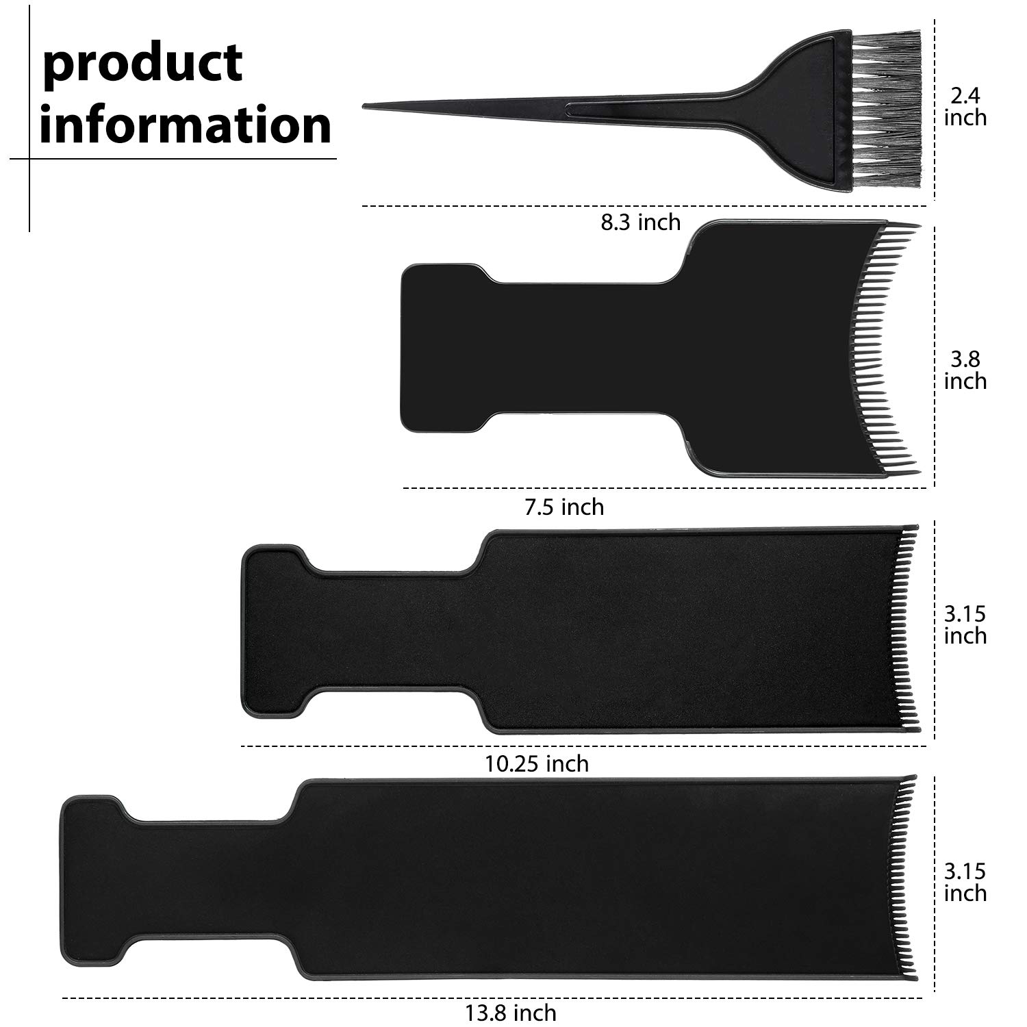 Mudder 4 Pcs Balayage Highlighting Board and Brush Kit 1 Hair Dye Brush and 3 Balayage Highlighting Board with Teeth Black Hair Dye Comb for Women Hairstylist Accessories