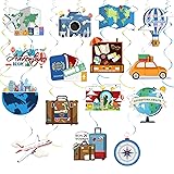 36pcs Travel Themed Hanging Swirl Decorations Let